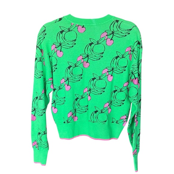 Scotch & Soda Sweater Women's Fruit Print Jacquard Pullover Green Pink - Picture 5 of 8